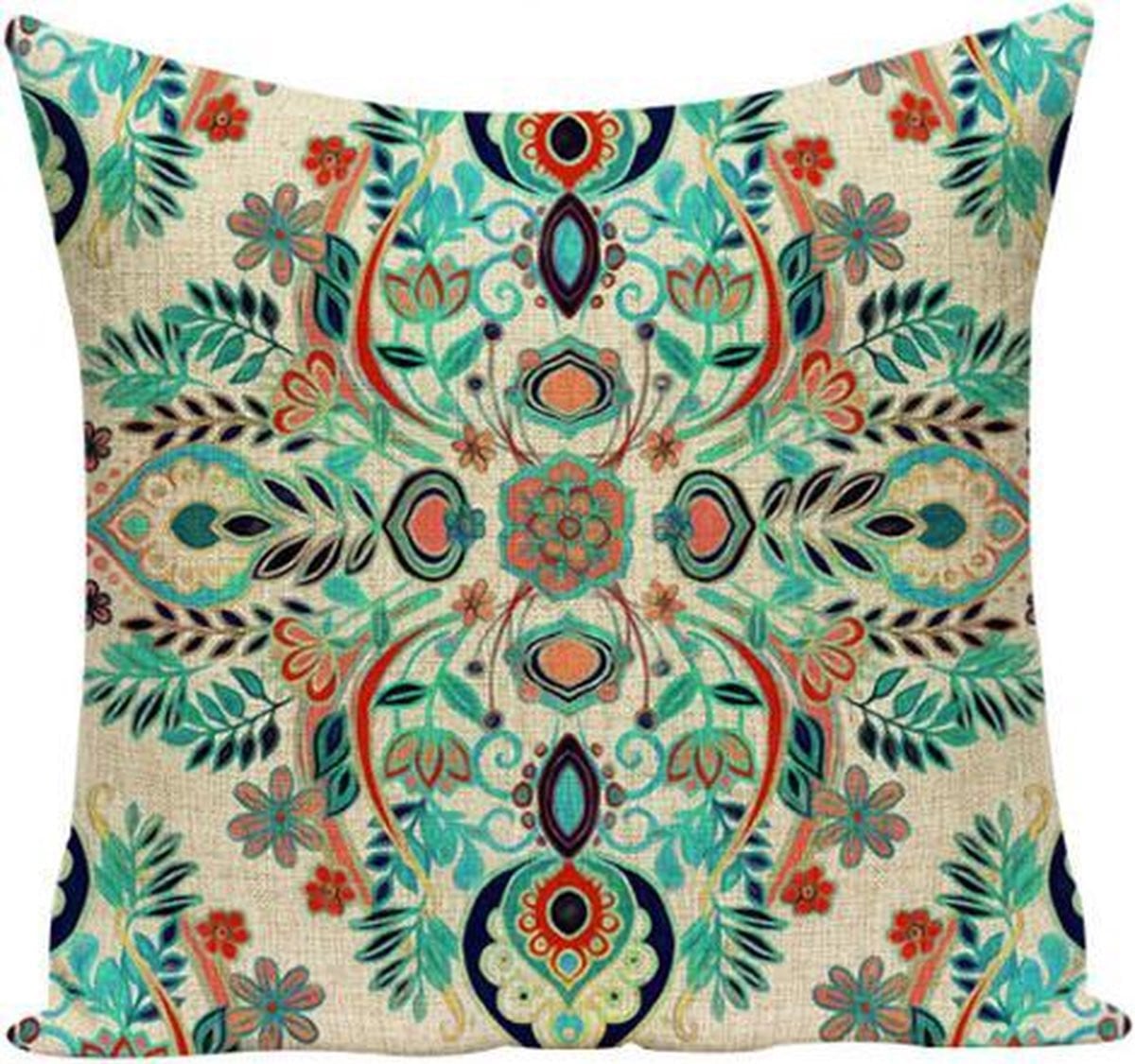 Kussenhoes Ibiza Flowers Turquoise 45 x 45 cm