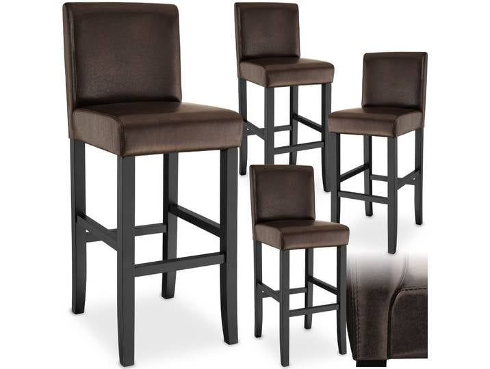 Barhocker aus Kunstleder - braun, 4er Set