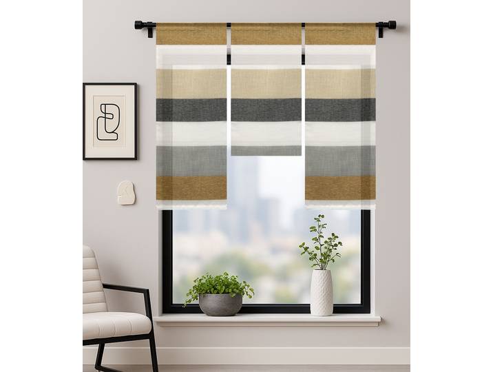 Vorhang HOME WOHNIDEEN OLAV , gold, B:30cm H:80cm, Polyester, Gardinen, Vorhang, Deko Querstreifen