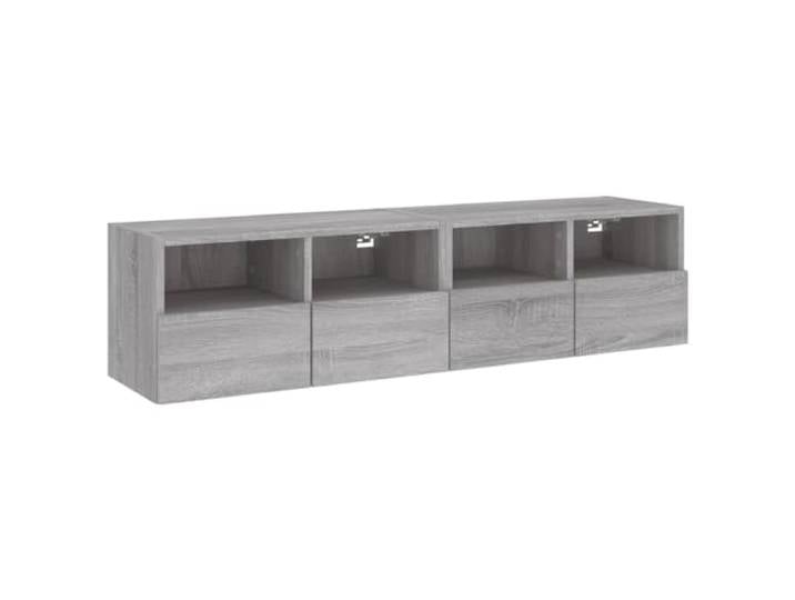 GKHPYURE TV-Möbel 2 Stück sonoma grau 60 x 30 x 30 cm Holz mehrschichtig Wandmontage, 2 Einlegeböden, 2 Fächer mit Tür, optimiert Bodenfläche