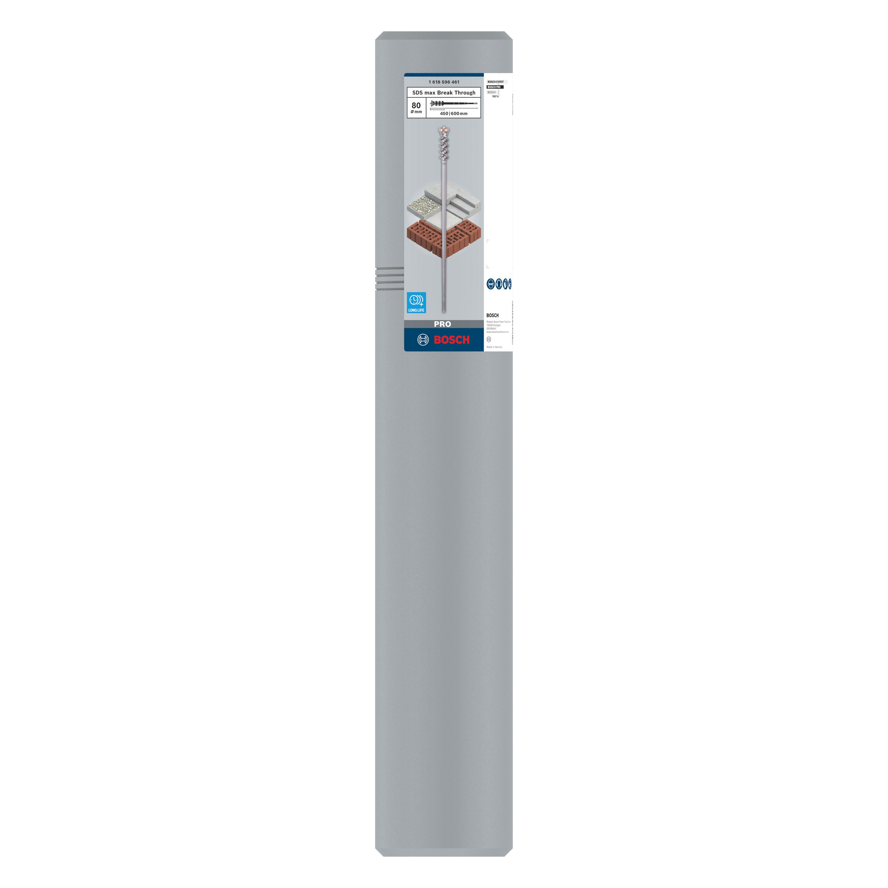 Bosch Professional Zubehör PRO SDS max-9 Break Through Bohrer, 80 x 450 x 600 mm (1618596461)