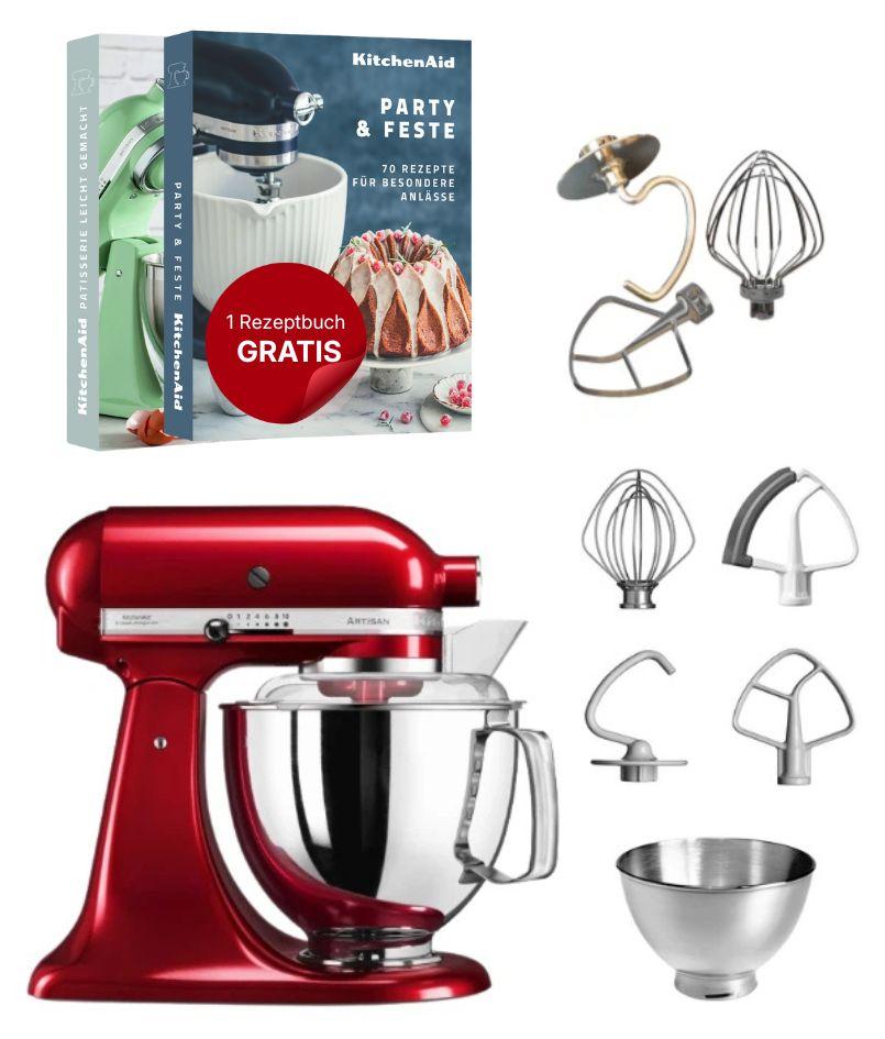KitchenAid 4,8 L 5KSM175 Artisan Küchenmaschine inkl. TschimmHook Rührelemente Liebesapfel