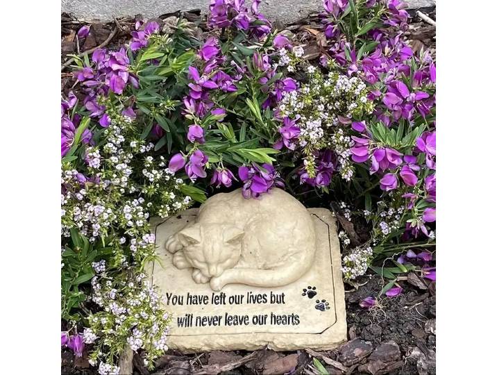 Plaque commémorative de vacances en résine sur le thème du chat, artisanat à la mode, décor artistique, Message peint à la main, détail d'impression de patte, PetP de jardin extérieur
