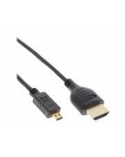 InLine HDMI mit Ethernetkabel M bis mikro M 30 cm Dreifachisolierung Schwarz geformt 4K Unterstützung (17533D)