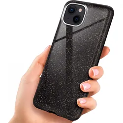 iPhone 14 Hülle Glitzer Schwarz – ONEFLOW Glitter Case, 3in1 Silikon, Funkelnd, Stoßfest, Dünn, Glamour-Black