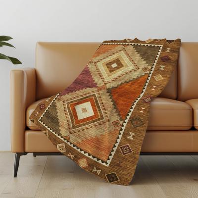Addison Rugs Premium Machine Washable ASB177 Boho Tribal Sherpa Throw Blanket