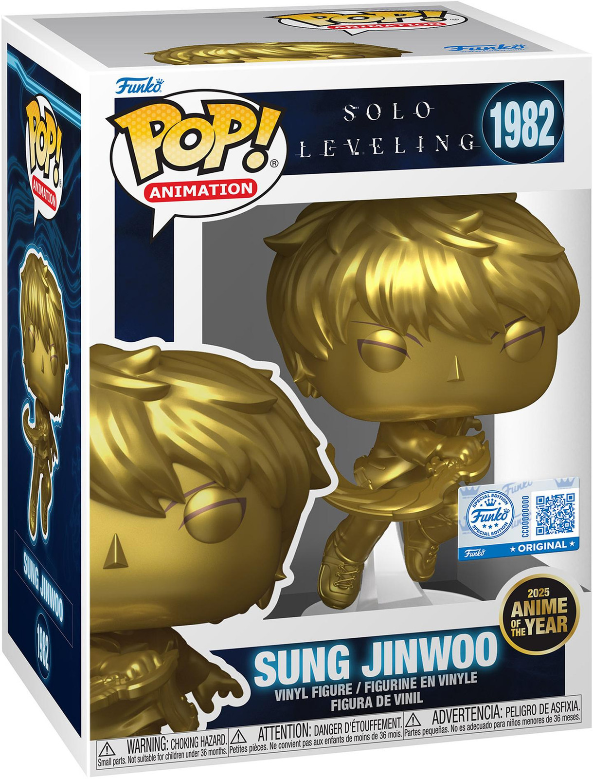 Funko Pop! Animation Solo Leveling Sung Jinwoo Goud #1982 Speciale Editie met Beschermhoes