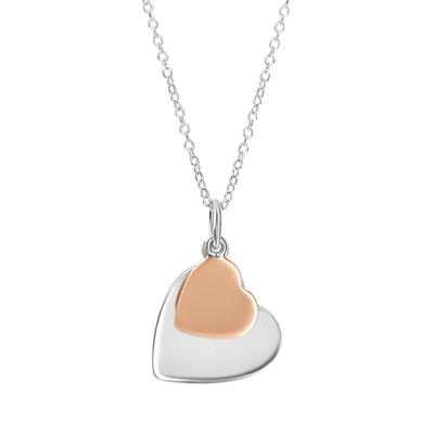 Kette mit Anhänger VIVANCE "925/-Sterling Silber rhodiniert teils rosévergoldet", rosa (weiß), Halsketten, Damen, 45,0cm, Silber 925 (Sterlingsilber), L: 45 B: 15mm, glänzend, B:15mm