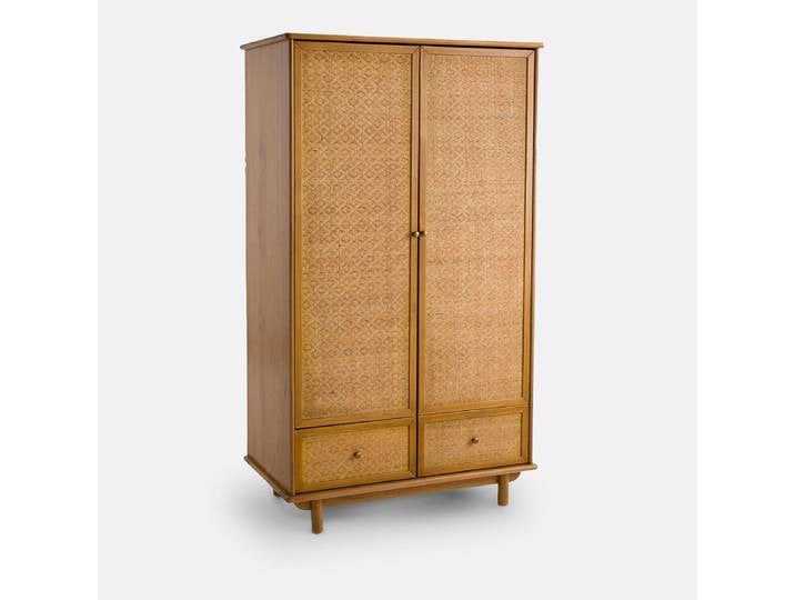 LA REDOUTE Armoire pin massif et cannage, Orient Beige Pin Ciré