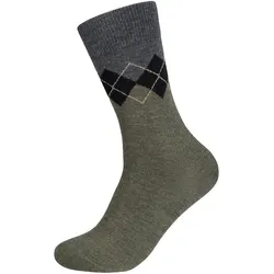 camano Cosy Argyle Wool Kaschmir Socken Herren 7901 - dark olive 39-42