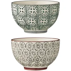 Bloomingville Karine Schale 2er, Steingut, Ø 10xH6 cm, 2 verschiedene Farben