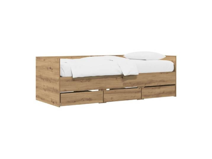 vidaXL Bett Tagesbett mit Schubladen Kunsthandwerk Eiche Holzwerkstoff (1-tlg)
