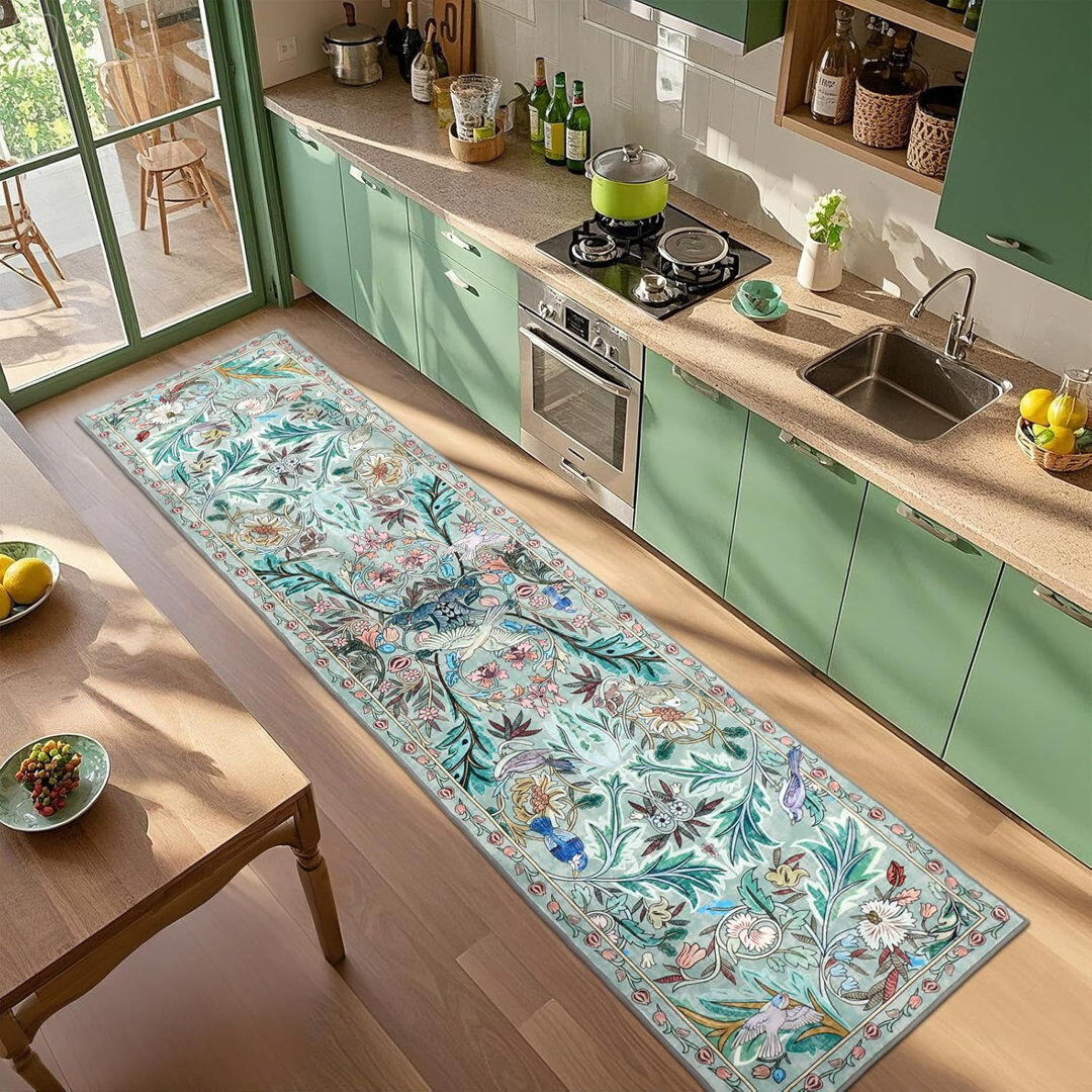 Brambly Cottage Washable Kitchen Runner Rugs Green 60x240cm