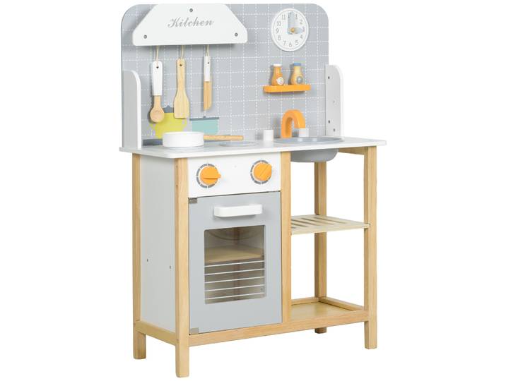 Aiyaplay Jouet Cuisine pour Enfants +3 Ans avec Poêle Sonore Robinet Gris