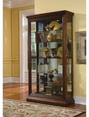 Brown Finish Two-way Slider Curio Cabinet - 43 x 16 x 80