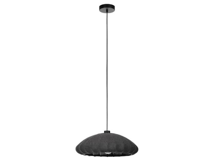 Eglo Suspension luminaire Barlaston\, lustre pour salon et salle à manger lampe de plafond suspendue en tissu gris et métal noir\, douille E27\, Ø 45 cm