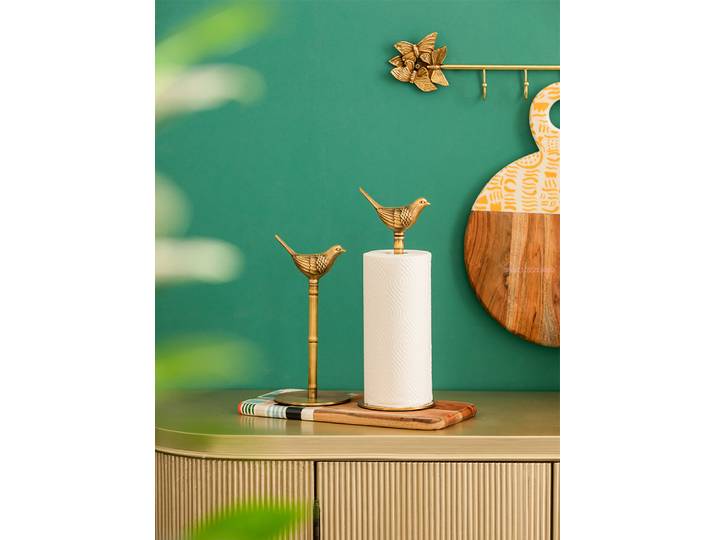 Porte-serviettes en papier oiseau doré en laiton, rangement de rouleaux de cuisine, Table basse de bureau, artisanat, décoration de la maison, ornements