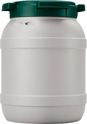 Weithalsfass, Volumen 6 l, mit Deckel, mit UN-Zertifizierung, wasserdicht, stapelbar, L 198 x B 198 x H 265 mm, R-HDPE, grau-grün