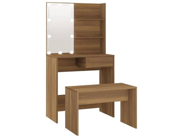 Ensemble de coiffeuse - FYDUN - AB3114114 - Chêne marron - Bois d'ingénierie - LED