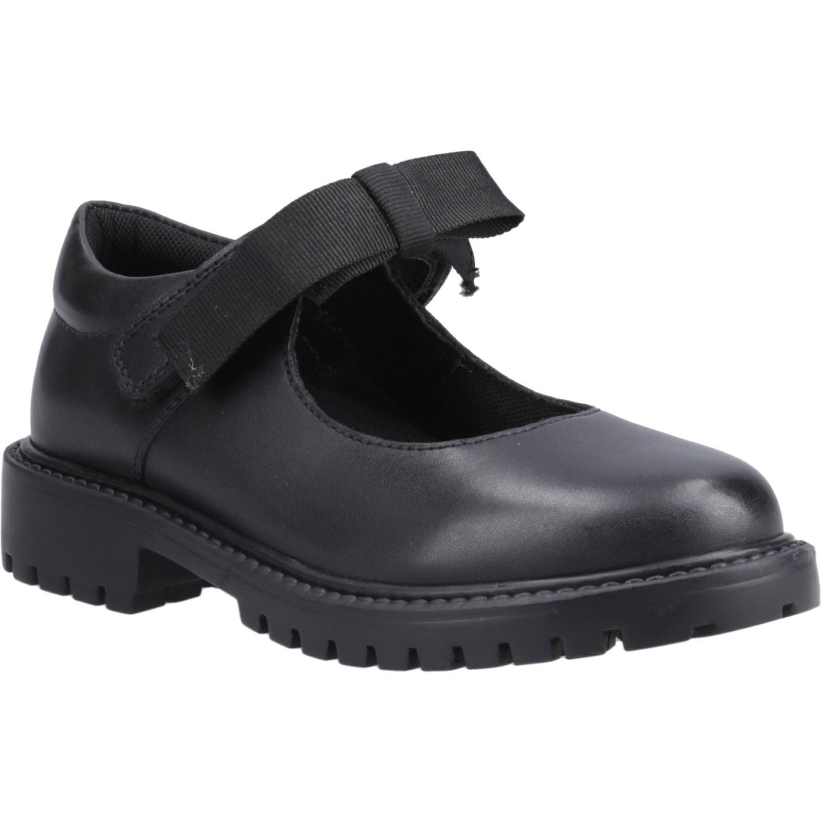 Hush Puppies Astrid Schleifen Leder Mädchen schwarze Schuhe