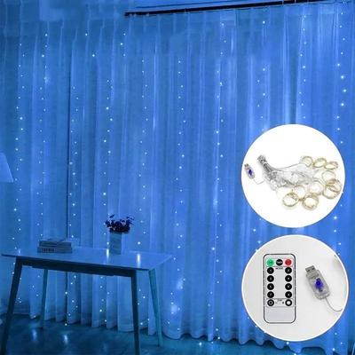 Uplift Picks LumiFalls LED Curtain Lights 3M USB Fairy Lights With Remote blue 3x1 M 100 Led
