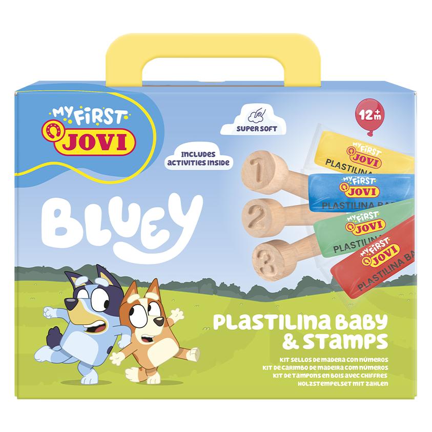 Jovi Bastelset Knetmasse und Holzstempel Bluey MY First Plastilina (BL374WS-JV)