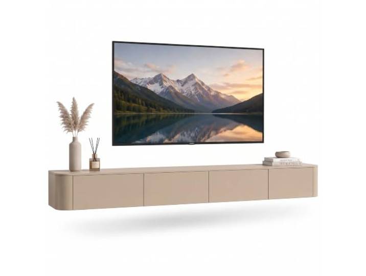 Kroscro TV Lowboard Hängend mit Stauraum, Wand TV Board aus Kieferholz Modernes TV Schrank Hängend, Praktischer Stauraum und Eleganter Optik, Vormontierter Lowboard Hängend für das Wohnzimmer