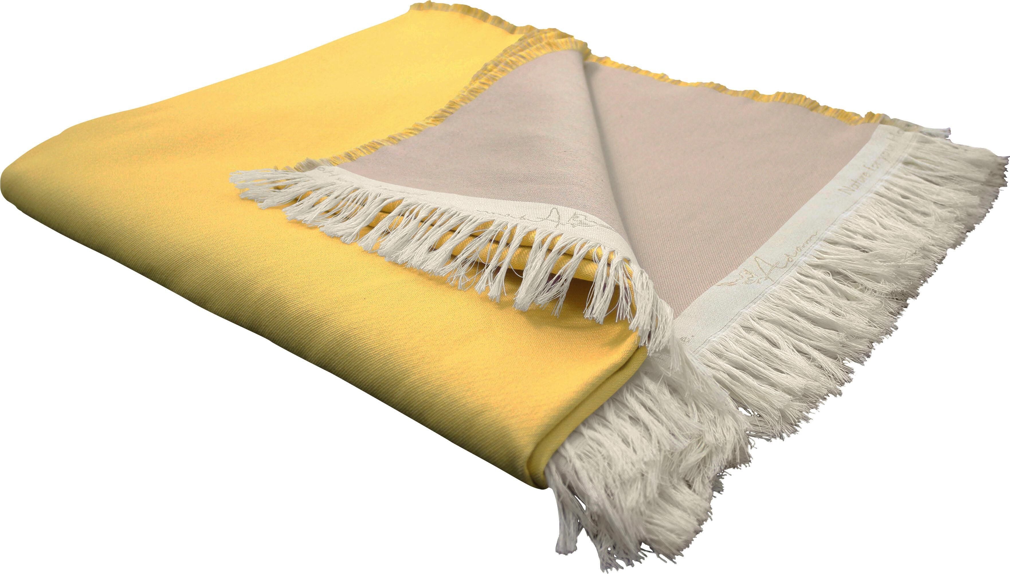 Wohndecke ADAM "Scandi Pinot", gelb, B:145cm L:190cm, Baumwolle, Wohndecken, Wohndecke, im schlichten Design, Kuscheldecke