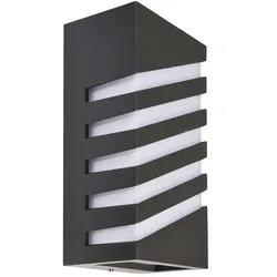 Deko-Light LED Außenwandleuchte GRUMIUM ECKIG CCT II - Linien diagonal, IP54, 10W 3000/4000K (CCT Switch) 205lm, dunkelgrau D-620124