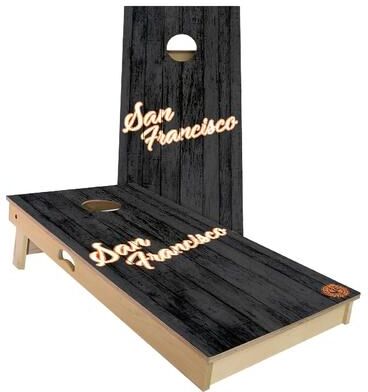 Skip's Garage San Francisco Vintage Baseball Outdoor Cornhole Board Set