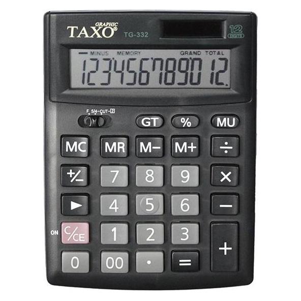 Titanum Taxo 12-stelliger Taschenrechner TG-332 schwarz (Batteriebetrieb, Solarenergie) (47594185)