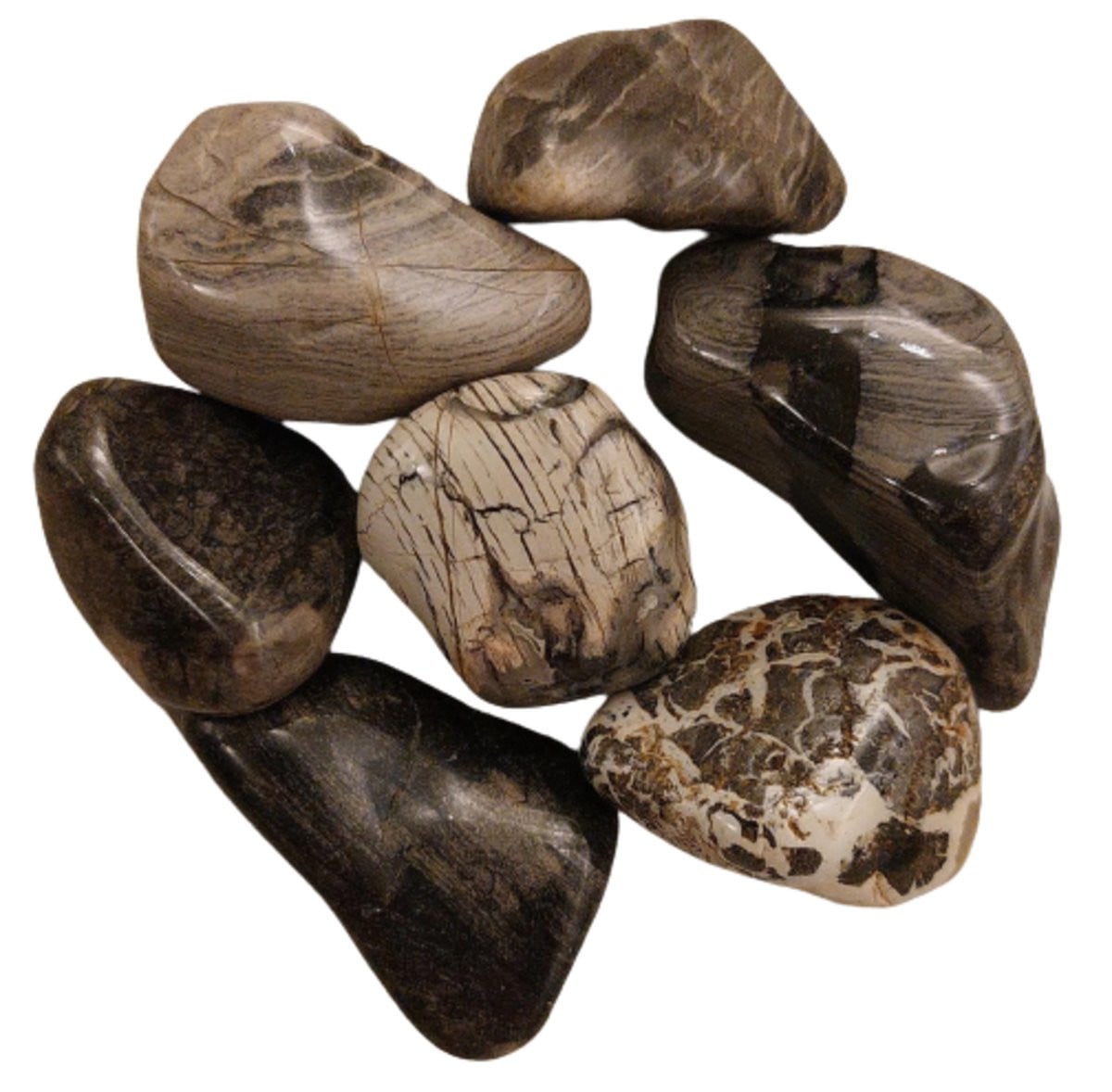 Set van 3 Silverleaf Jaspis trommelstenen natuurlijke edelstenen
