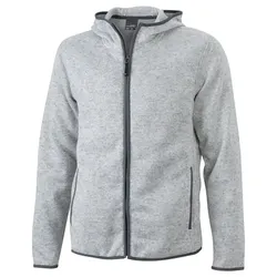 Strickfleece-Kapuzenjacke "JN589" - S - light-melange