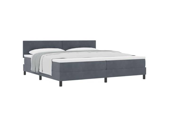 PUGYNBK Boxspringbett, Dunkelgrau, 200 x 200 cm, Samt Verstellbares Kopfteil, Holz und Schaum, moderner Stil für Schlafzimmer