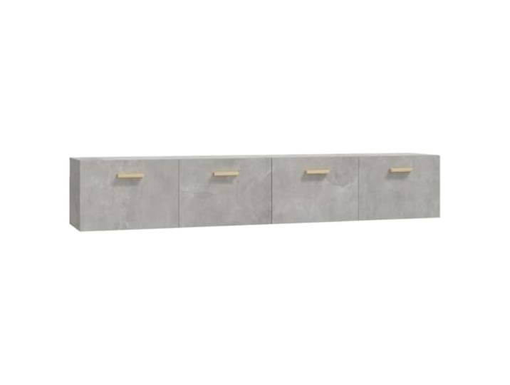 KLGBNCVE Wandschränke 2 STK. Betongrau 100x36,5x35 cm Holzwerkstoff Wandmontage ohne Bodenfläche, 2 Fächer je Schrank, schlichtes Design, Montageanleitung inklusive