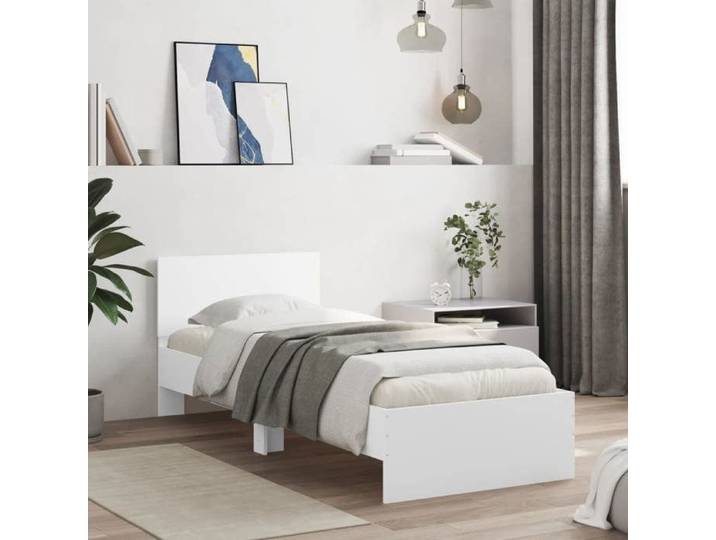 Cadre de lit - 1PLACE - Structure de lit SIMPLE - sans matelas - avec tête de lit blanc 90x190 cm 1922520