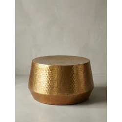 Couchtisch rund in Goldfarbenem Aluminium, Orientalisches Design, 60x36x60 cm