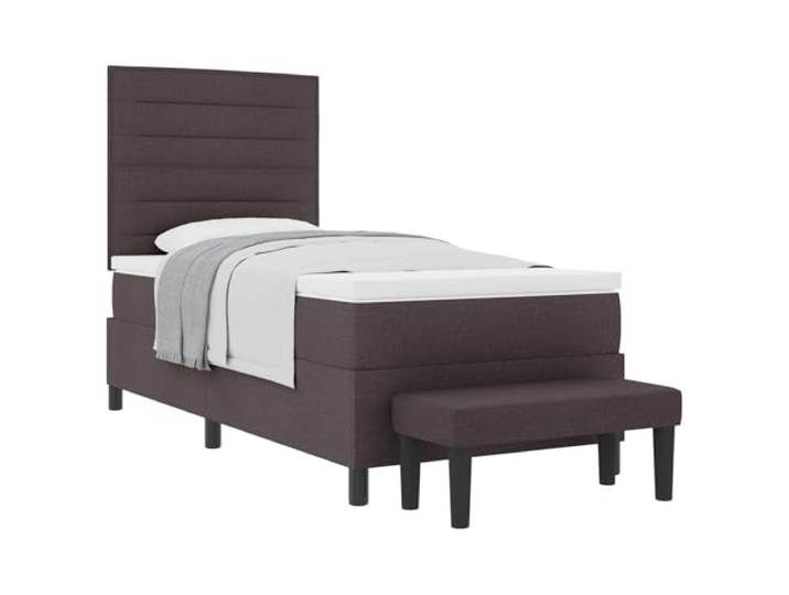 Boxspringbett mit Kopfteil dunkelbraun 90 x 190 cm Stoff Taschenfedern, Schaumstoffpolsterung, konstruierter Holzrahmen, 2-stufig verstellbares Kopfteil, max