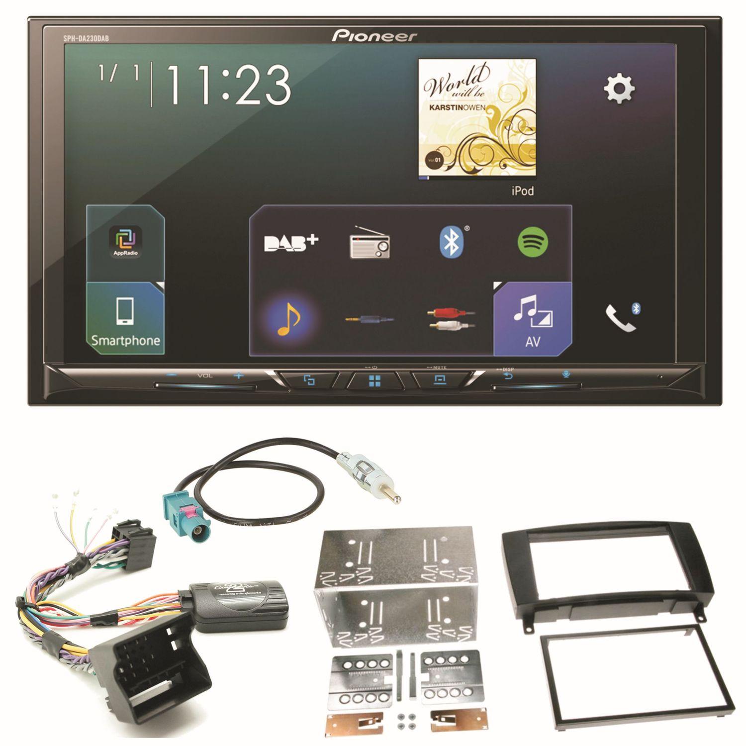 Pioneer SPH-DA230DAB Bluetooth Autoradio Einbauset für Mercedes CLK W209 Facelift