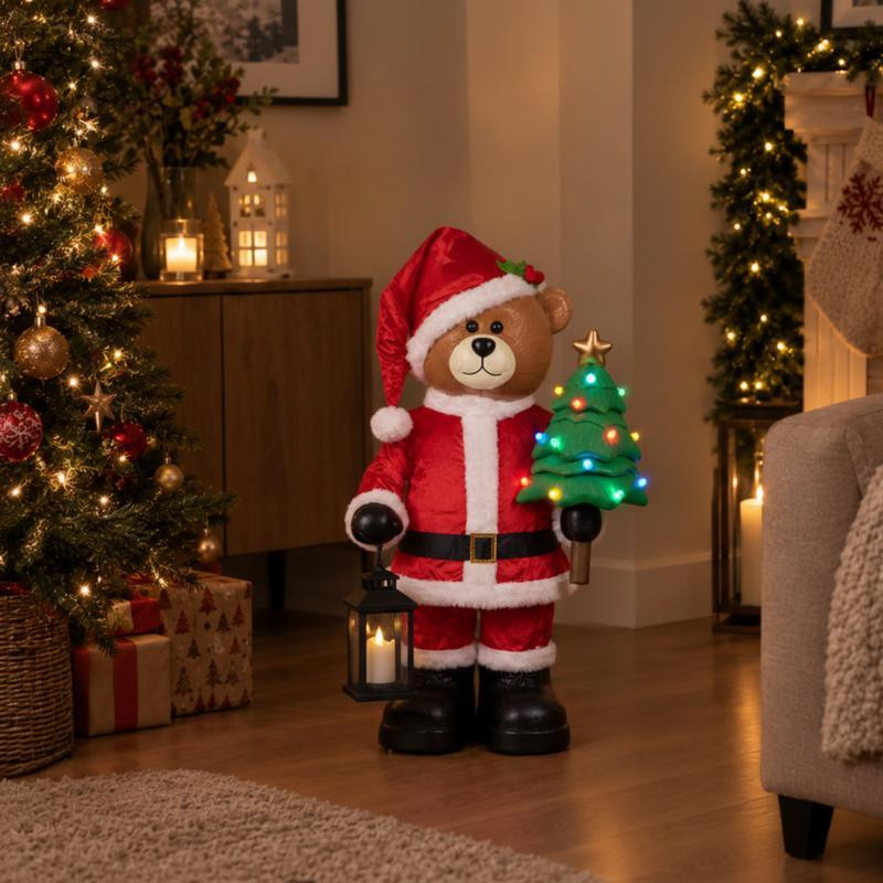 HIT Trading Kerstbeer Staanbeeld met LED-verlichting, 89 cm