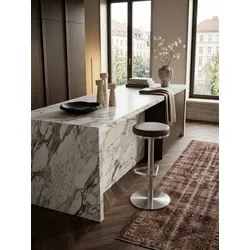 Barhocker Edelstahl Höhenverstellbar Drehbar Standfuß Gepolstert, Braun 38x38x82 cm