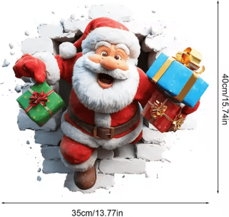 Inspire Picks Santa Claus 3D Effect Wall Stickers Peel And Stick Funny Christmas Decals b