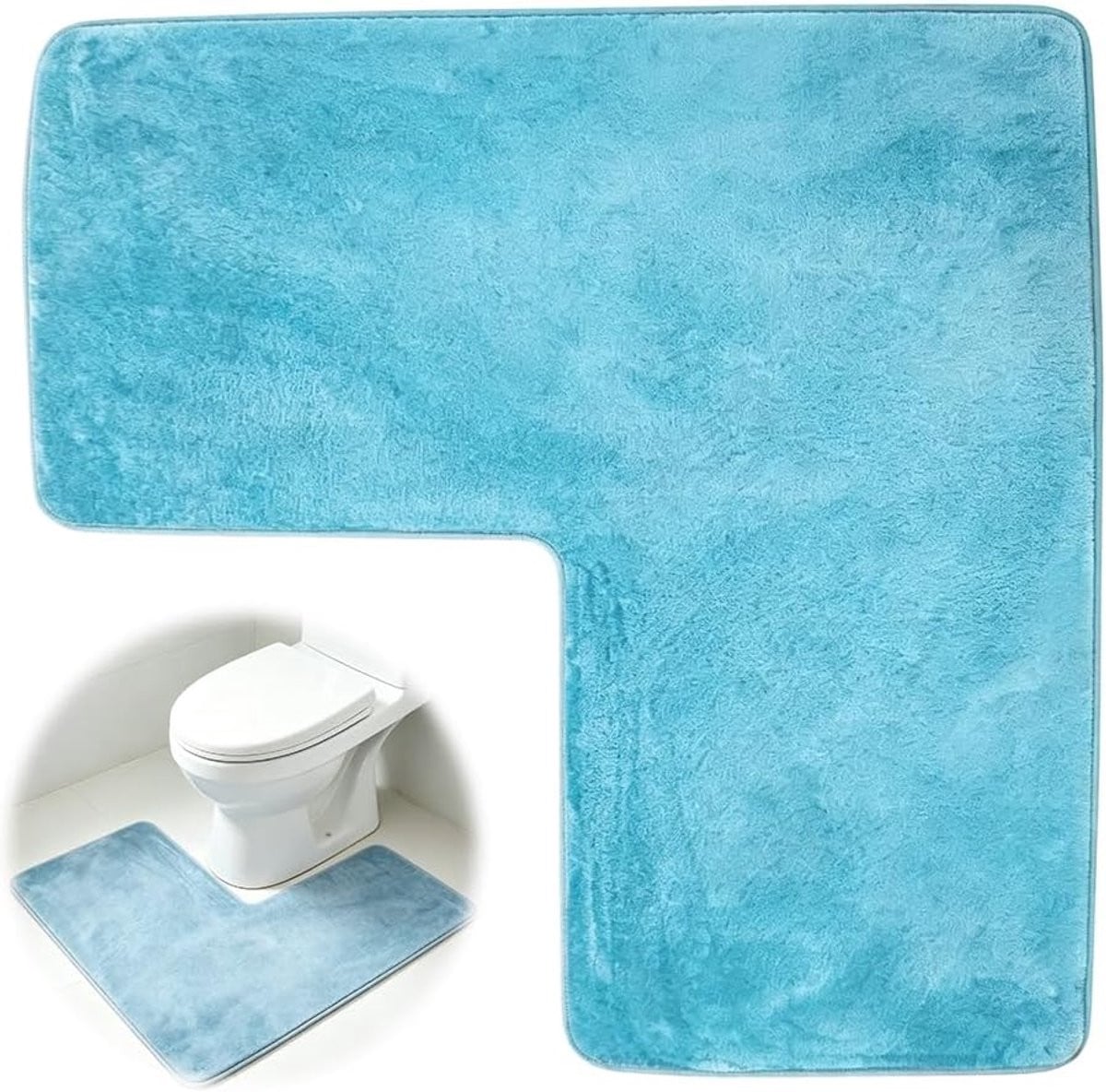 SnelShoppen L-vormige antislip badmat voor douche en badkamer, blauw