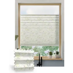 Plissee ohne Bohren nach Maß, Cremegelb Silber 144010, 30 x 80 cm, Plissee individuell maßangefertigt
