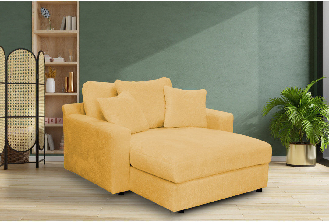 Brayden Studio Caegan Upholstered Chaise Lounge Gold Boucle 95cm H X 150cm W X 170cm L