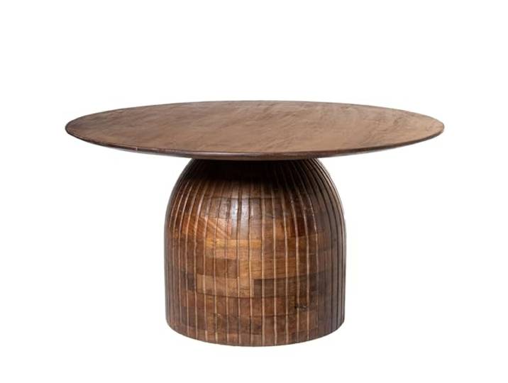 DRW Runder Couchtisch aus Holz, Walnuss, 80 x 80 x 43 cm
