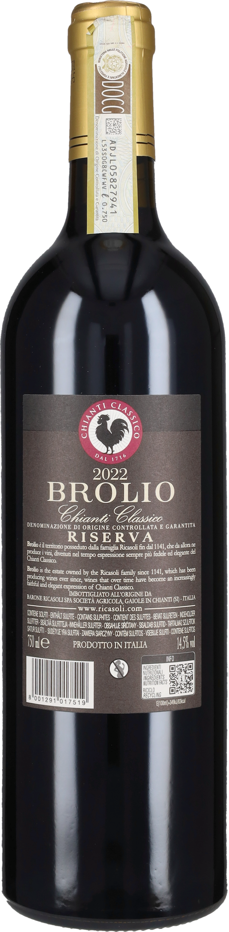 Ricasoli 1141 Chianti Classico 'Brolio Riserva' Ricasoli 2022
