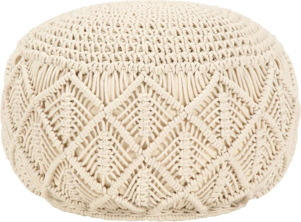 vidaXL Handgemaakte Macramé Poef van Katoen