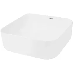 LuxeBath ECD Germany Aufsatzwaschbecken Keramik Weiß 390×390×140 mm, ohne Überlauf, inkl. Ablaufgarnitur – modernes Waschbecken