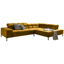 KAWOLA Sofa NELSON Ecksofa Velvet curry Recamiere rechts